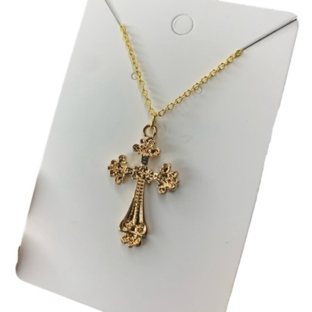 Vintage Gold Cross Pendant Necklace